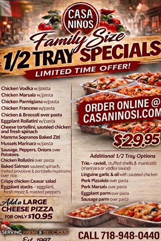 Family Size Tray Specials