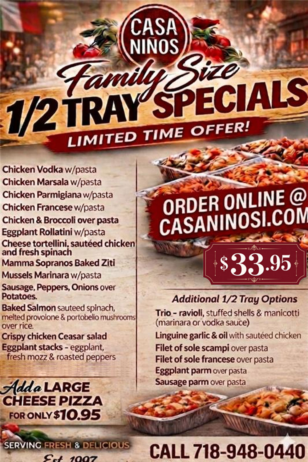 Family Size Tray Specials