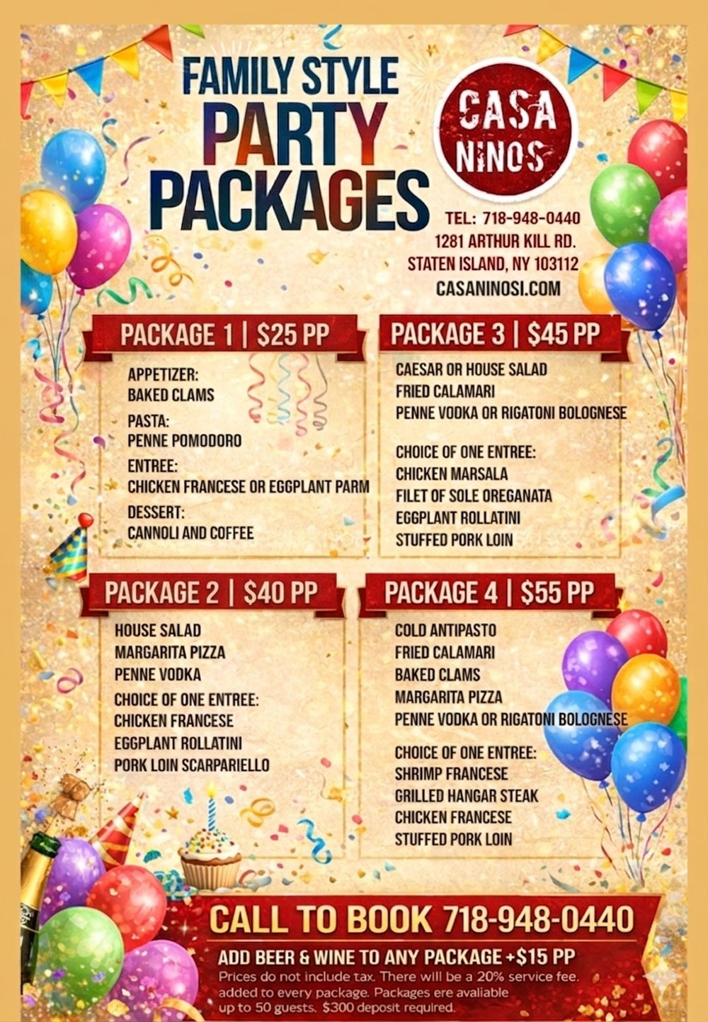 Family Style Party Package