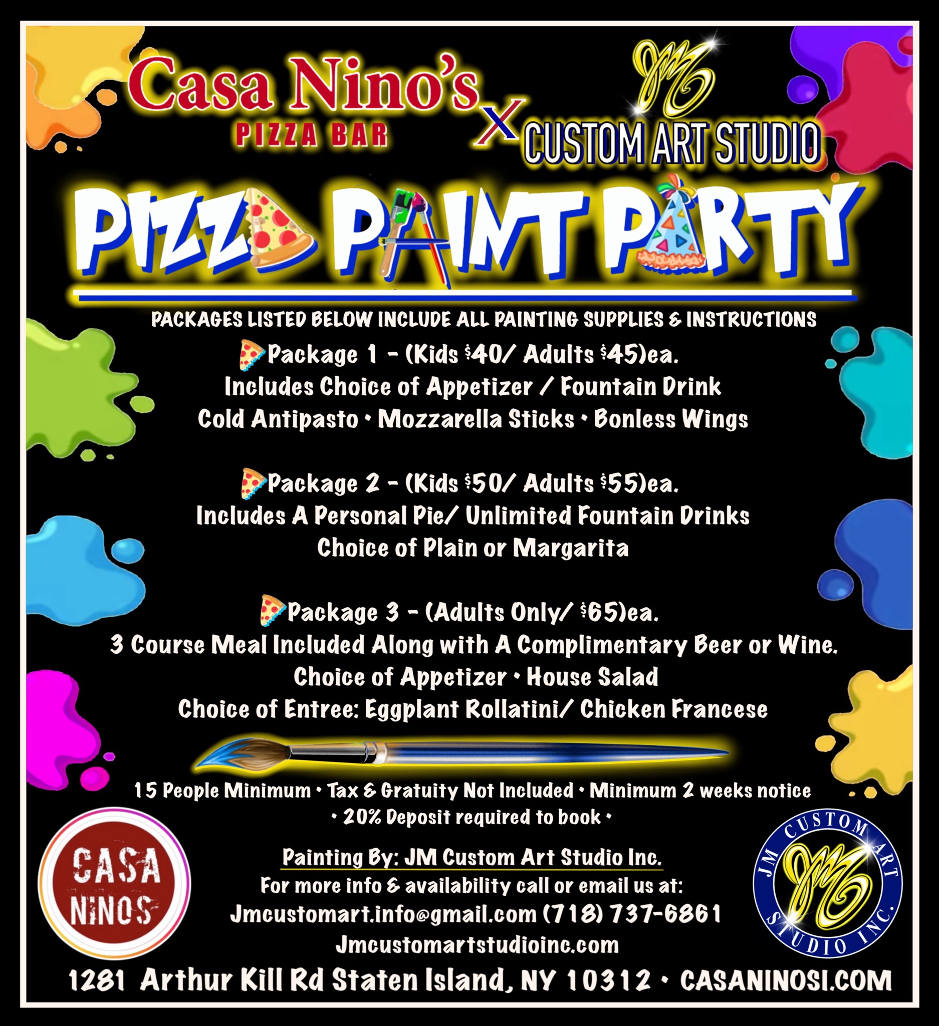Pizza Paint party Specials